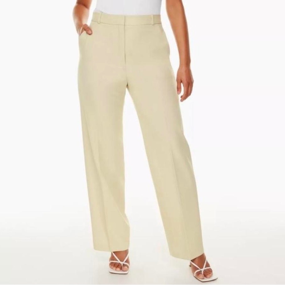 Babaton Aritzia Agency linen blend cream trouser pants